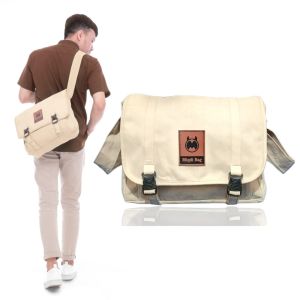 TAS SELEMPANG KANVAS /TAS SELEMPSNG PRIA /TAS WANITA/TAS KULIAH MIGDI Free Pulpen