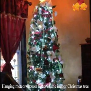 LayardINTERIORS Meteor Shower Light Solar Waterproof Outdoor Christmas Light Meteor Shower Rain Light Solar 192LED 288LED 3.5M 8Tube Garden Holiday Wedding Party Decoration New Year Christmas Decoration