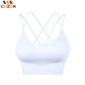 COZOK Thin Strap Cross Back Yoga Sports Bra Quick-drying Shockproof Running Fitness Fat Burning Large Size Sports Underwear For Women