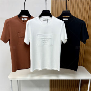 Relaxed Fit Embossed T-Shirt Comfortable Fabric round Neck Short Sleeve Mens Pure Color New Style Casual Summer Top