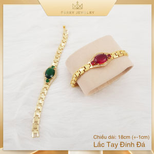 Lắc Tay Nữ Titan Vòng Tay Nữ Xinh Đính Đá Xanh Đỏ Lớn Xi Mạ Vàng Non 18k Cao Cấp (Không Bị Xỉn Đen) B50LT2DA | Berry Jewelry