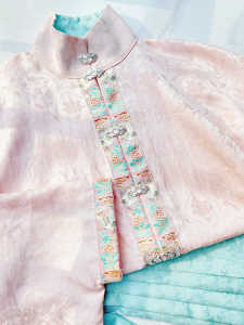 Autumn New Song Ming Dynasty Hanfu Womens Short Shirt Stand Collar Button Front Sleeve Bow Bag Sleeve Traditional Culture Loose Fit