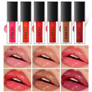 QIBEST Shine Lip Gloss Glitter Liquid ลิปสติก Long Lasting เซ็กซี่สีแดง Lip Tint Mirror Lipgloss สําหรับผู้หญิงแต่งหน้า Lip Glaze