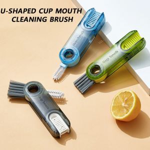 3 In 1 Bottle Gap Cleaner Brush Multifunctional Cup Cleaning Brushes Water Bottles Clean Tool Mini Silicone U-shaped Brush