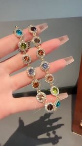 Luxury Korean Style  Colorful Crystal Choker Necklace For Women Temperament Daily Party Necklace Jewelry