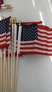 20X28cm Handheld US Flag USA Hand Waving Flag With Plastic/Wood Pole USA Activities Cheering Flag