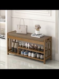 Shoe Rack Storage With Soft Cushion Shoe Bench Shoe Changing Bench Shoe Rack Wooden 2 in1 Shoe Rack Sitting Shoe Shleves