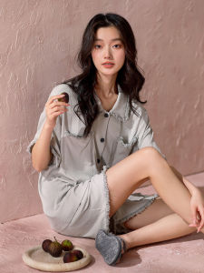 New Sweet Summer Cotton Pajamas Set Gray
