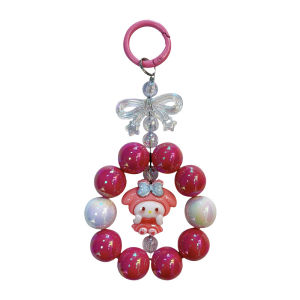 Colorful bead doll keychain bow car keychain phone chain pendant cartoon student gift