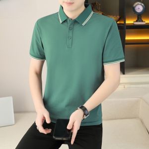 HENGYUANXIANG | Antibacterial 7A Ice Silk Short Sleeve Polo Shirt For Men Skin-friendly Cool Feeling T-shirt Fashionable Urban Style Summer Wear