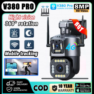 BUY1TAKE1 V380 Pro Outdoor CCTV Dual Lens Camera NO WIFI Needed Waterproof Wireless Ip Security Camera Night Vision Two-way Audio Video Playback 4G Surveillance