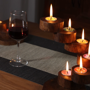 เชิงเทียนแบบชั้นเทียนหมุนได้ เชิงเทียน เชิงเทียนขี้ผึ้งไฟประดับ เชิงเทียนไม้ วินเทจโรแมนติก ตกแต่งบ้าน