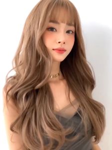 wig woman long hair net red big waves whole hair air bangs full head set long curly hair