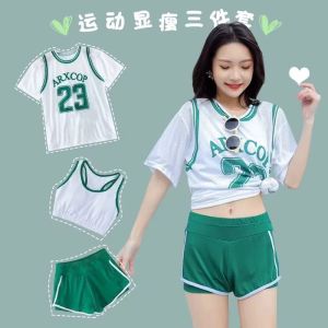 2024 New Three-Piece Suit Casual Long Sleeve Thermal Spring Breakaway Slimming Quick-Drying Swimwear Set for Women