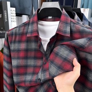 2026 Autumn New Mens Printed Striped Long Sleeved Shirt Casual Fashion Versatile Mens Top