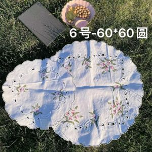 Tấm Lót Cốc Chống Bỏng Bằng Cotton Trắng Thêu Hoa Đa Năng Dùng Trong Nhà Chống Bụi Dùng Cho Bàn Ăn Bàn Trà Ghế Sofa