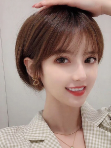 MENGSIQIAN | Natural Bob Short Real Hair Wig Suitable for Round Faces Full Head Style