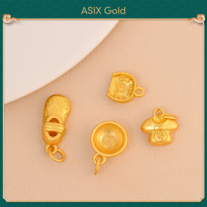 ASIX GOLD DIY Accessories Golden Bowl Lucky Spoon Official Hat Pendant Chinese Style Gold Plated 916 24K 18K Non Tarnish Light Luxury Durable Fortune Jewelry Gift