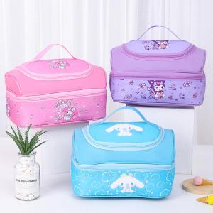 Large Capacity Student Lunch Box Bag Waterproof Handheld Bento Bag Cartoon Cute Double Layer Insulated Bag for Office Workers