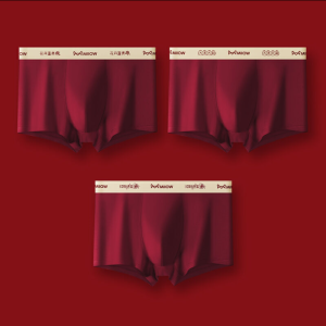 miiow | Red Cotton Boxer Shorts For Men Comfortable Breathable Wedding Gift Lucky Year Underwear Youth Cotton Fabric Antibacterial