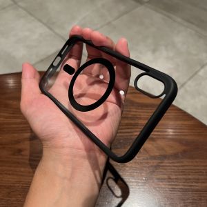 Transparent Silicone Magnetic Wireless Charging Phone Case for Apple XR Men Women Full Cover Anti-Fall Edge Simple Protection