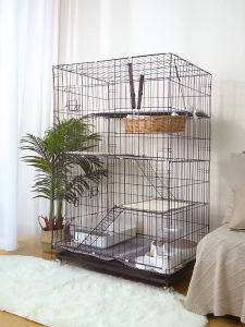 Cat Cage 3/4 Layer Heavy Duty Pet Cage pet Foldable Cage With Wheels Rabbit Cat Cage