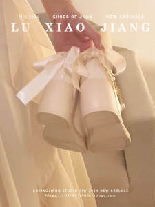 หวาน รองเท้าส้นสูง Mary Janes นุ่ม รองเท้าสลิปออนด้านล่างพร้อมปมผีเสื้อริบบิ้น น้ำหนักเบา ฤดูใบไม้ผลิ รองเท้าแฟชั่นเดี่ยว