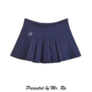 กระโปรงสั้นเอวต่ำปักลายตัวอักษร XIAORU กระโปรงสั้นปักลายดอกไม้สีน้ำเงินเข้มสุดเซ็กซี่สำหรับผู้หญิงในฤดูใบไม้ร่วงปี 2024