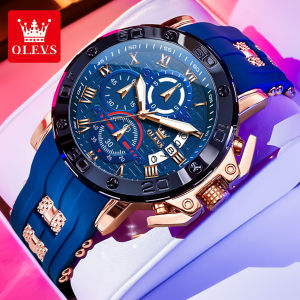 Olevs casual watch for men original stainless steel silicone waterproof luminous multifunctional european and american style wath