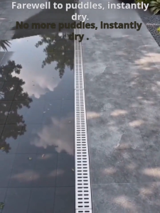304 Stainless Steel U Drain Channel Linear Drainage Gutter Fast Drain for Kitchen Bathroom Yard