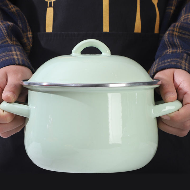 Oulijia Enamel Avocado Green Enamel Enamel Macaron Stockpot Enamel Pan