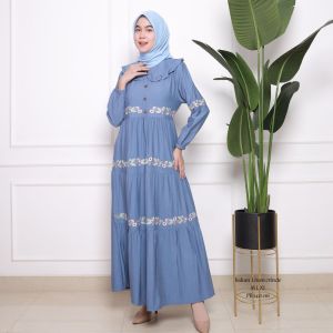 COD-GAMIS BORDIR TERBARU BAHAN LINEN CRINGKEL-GAMIS WANITA TERBARU APLIKASI BORDIR BUNGA