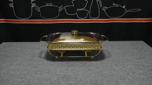 Gold or Silver 2L Glass Rectangular Chafing Dish Food Warmer KP932