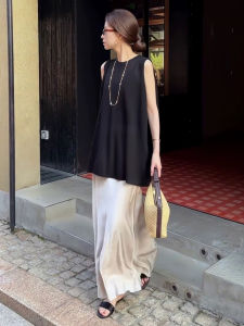 CHOUXIE | Stylish French Style Black Sleeveless Dress