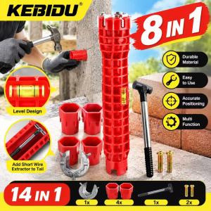 【Local Seller】KEBIDU 14in1 Sink Faucet Installer Tool Basin Sink Wrench Heavy Duty Wrench Spanner For Water Pipes Bathroom Wrench Plumbing Repair Tool Multifunctional Plumber Tools