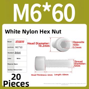 BAIRUITE | Insulated Nylon Hex Screws with Plastic Head
