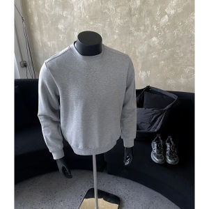 Thickened Fleece Hoodie Mens Autumn Winter Boxy Short Wide Long Sleeve American Style Heavy Shoulder Width Outerwear Grey
