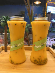 Disposable Milk Tea Cup Juice Drink Bottle with Straw Small Waist Cover Packaged Bottle Home Commercial Cold Drink Cup