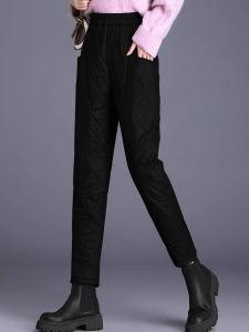 WANGGONGZHU | Lightweight Padded Trousers Womens Winter Outerwear Thickened Harlan Fleece Lined Fashionable Warm Cotton Pants High Waist