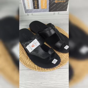 Nikaro - kingpolo sandal pria dewasa kulit model slop bahan kulit sintetis 38-43 warna hitam coklat