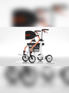 3 in 1 Walker Wheelchair Combo Walking Aid Foldable Aluminum Rollator with Footrests Convertible to a Transport Chair Maximum Mobility in All Situations