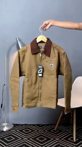 Work Jacket Kanvas Marsoto Suede Art Indigo Streetwear - Hitam