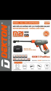 Máy Rửa Xe Dùng Pin 21V DEKTON M21-SRX1405PROMAX - Motor Brushless 450W - Áp Lực 55Bar - 4 Cấp Điều Chỉnh Áp Lực