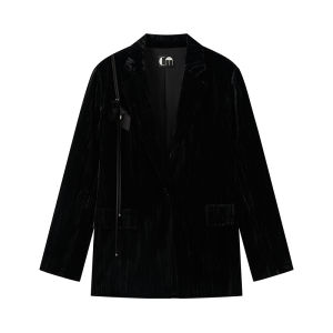Floral Lapel Black Velvet Suit Womens