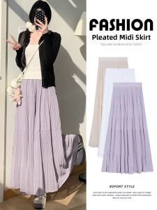 YAYANGREN | Purple Pleated Long Skirt for Women