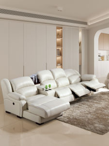 Electric Multi-Functional Sofa Head Layer Cowhide Genuine Leather Living Room Home Cinema Small Size Sofa Modern Simple Style