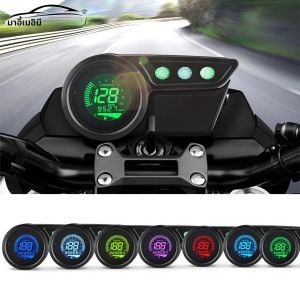 7 สีแบ็คไลท์ปรับดิจิตอลรถจักรยานยนต์จอแสดงผลมัลติฟังก์ชั่นมาตรวัดความเร็วเครื่องวัดระยะทางความเร็วเครื่องวัดระดับน้ำมัน