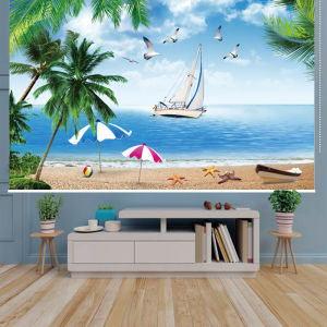 Full Blackout Waterproof Seaside Landscape Curtain