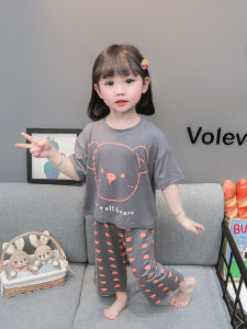 Childrens Modal Sleepwear Ice Silk Thin Summer Short Sleeve Boys Girls Baby Home Air Conditioning Set Breathable Moisture Wicking