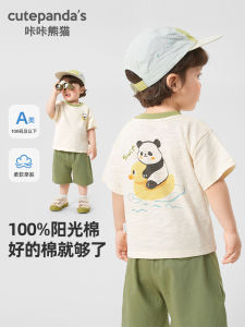 CUTEPANDAS Kawaii Panda Short Sleeve T-Shirt Childrens Summer Casual Print Top for Boys And Girls Baby Clothes